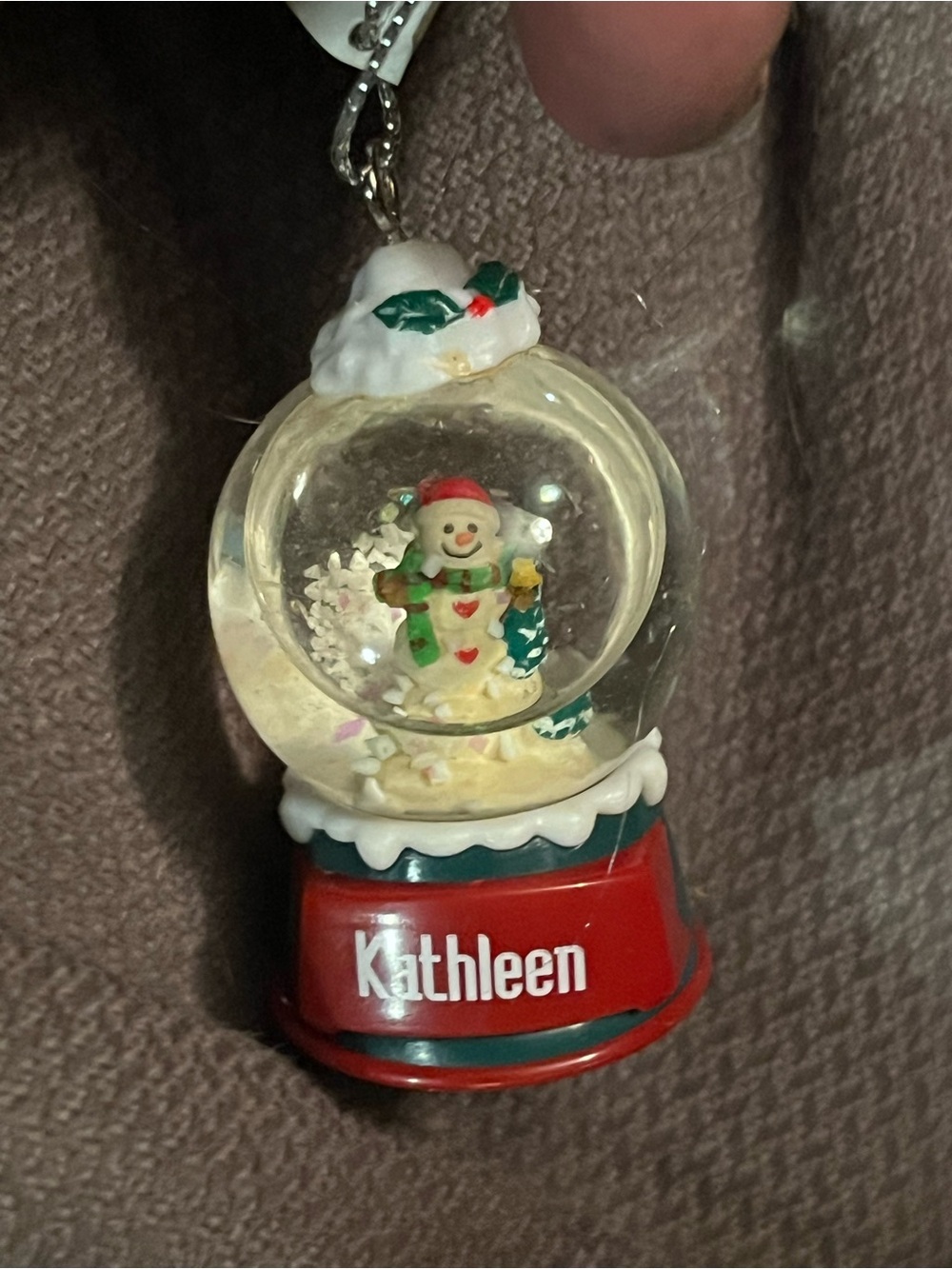 Personalized Kathleen Red Snow Globe Ornament - Home Holiday Decoration